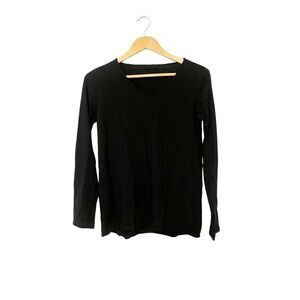 CP Shades‎ Black 100% Cotton Long Sleeve Raw Hem T-Shirt Size Small